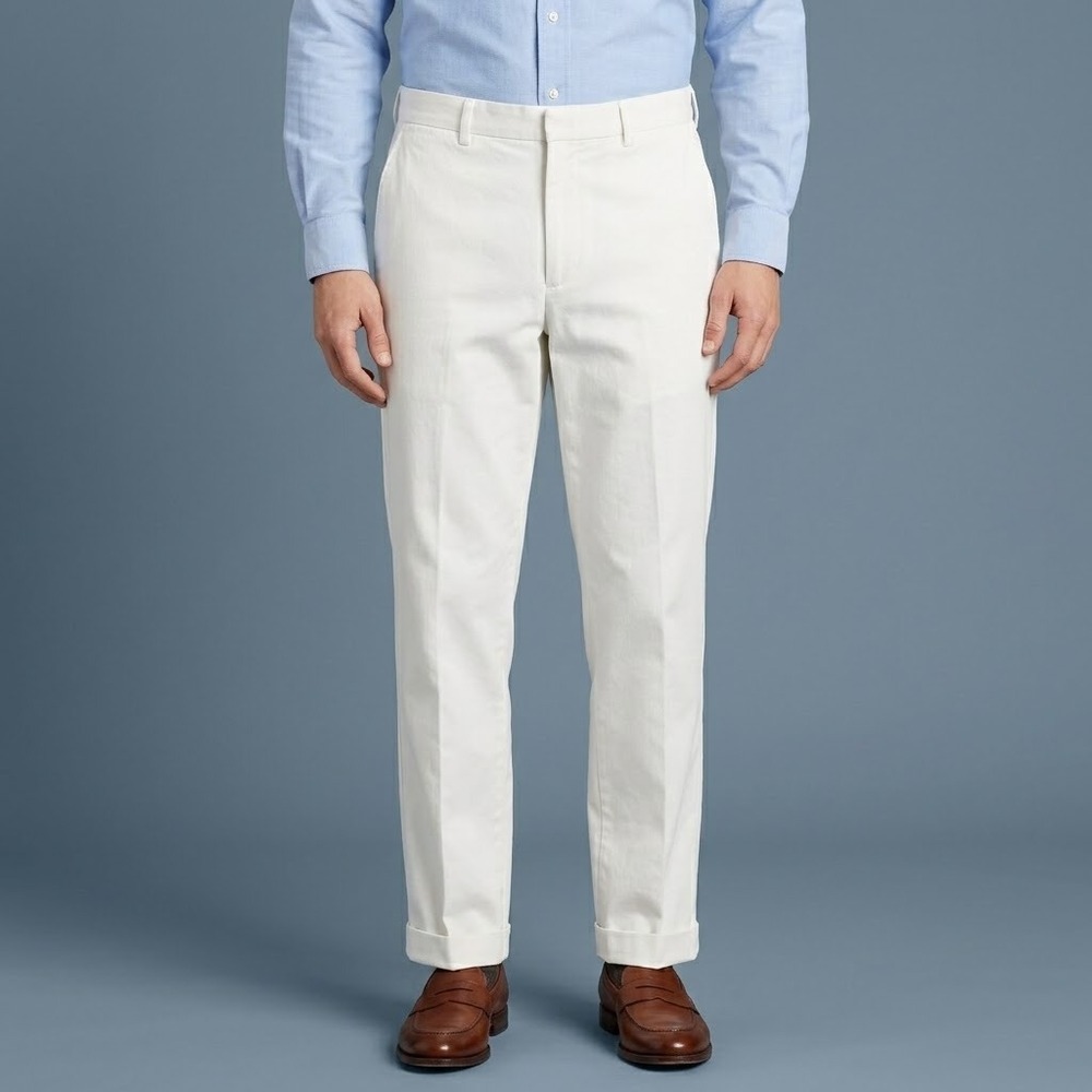 Vintage Brooks Brothers 5002 Chino Pants Mens 36 White Cotton Blend EUC